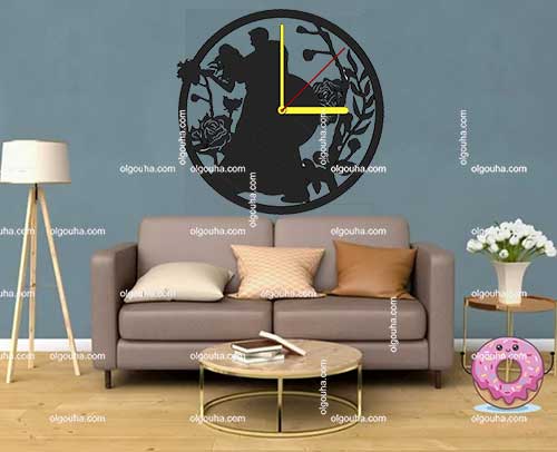 طرح لیزر ساعت دیواری عروسی